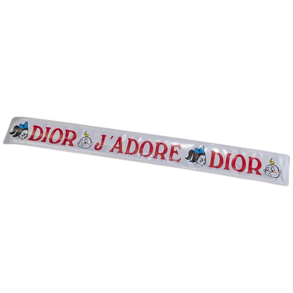 VTG Y2k 2002 Christian Dior JADORE DIOR Spellout Cartoon Logo Slap Cuff Bracelet - Picture 3 of 11